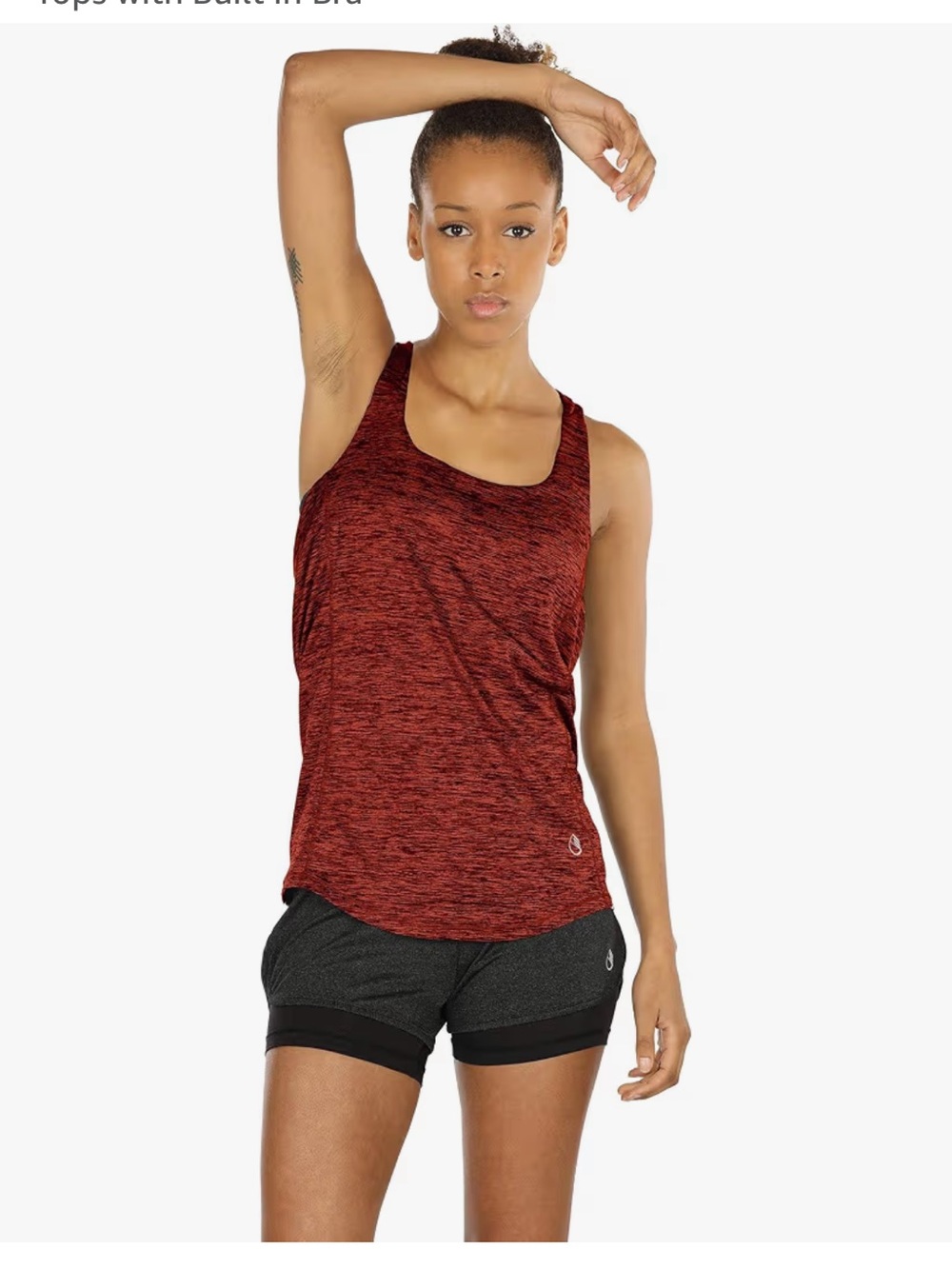 IcyZone Open Back Workout Athletic Tank with Built in Bra Size Large